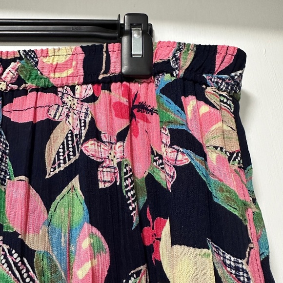 Vintage Napa Valley Blue Floral Tropical Crepe Maxi Skirt Size Large Summer EUC - Picture 7 of 16
